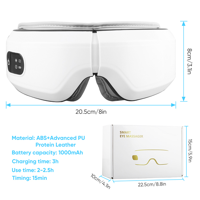 Smart Eye Massager with Heat Compression Rechargeable Vibration Music Electric Eye Massage