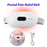 Fast Heating Belly Wrap Belt Portable Electric Menstrual Massager with 3 Vibration Modes Period Pain Relief Device(White)