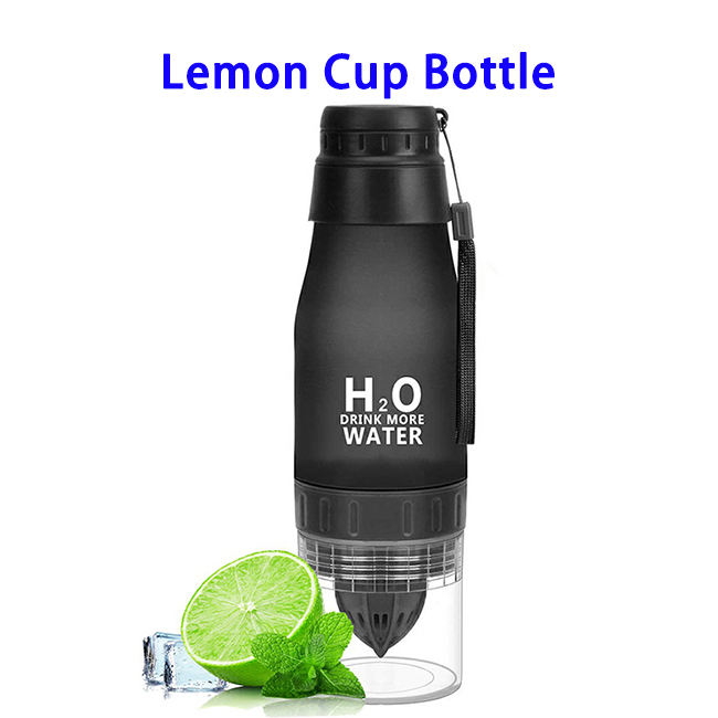 New Arrivals Amazon Hot Sell Food Grade Quality Juice Infuser H2O Lemon Drinking Water Bottles (Black)