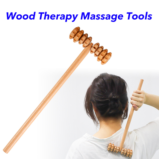 Back Body Wood Therapy Massage Tools T-Shape Roller Cellulite Wooden Massage Tool 