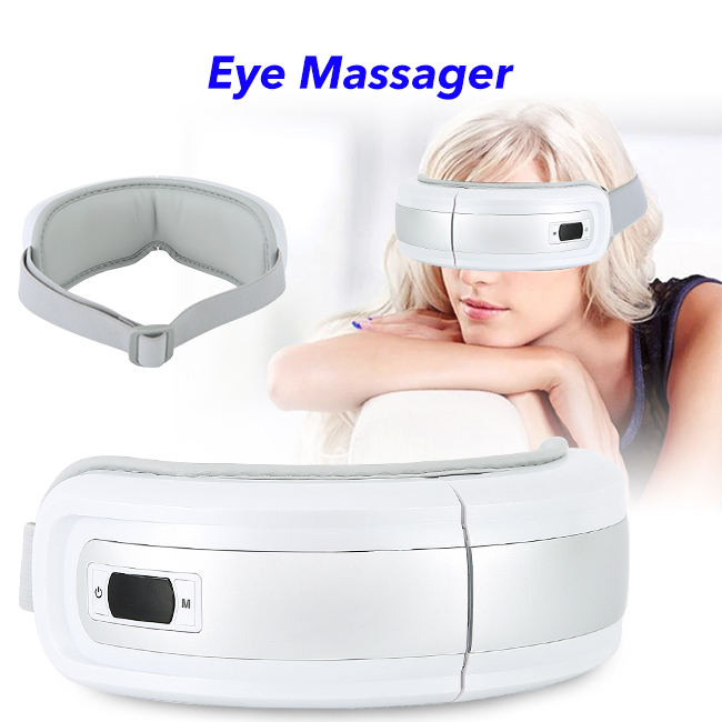 Massage Eye Smart Eye Massager with Hot Compression Vibration Electric Eye Massager(White)