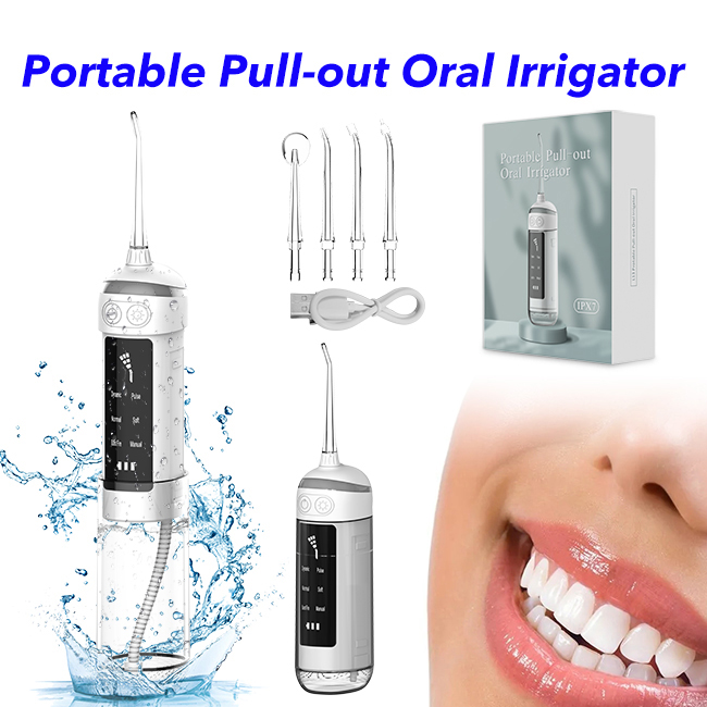 Rechargeable IPX7 Waterproof Powerful Water Flosser Portable Dental Pull-out Oral Irrigator Teeth Cleaner 