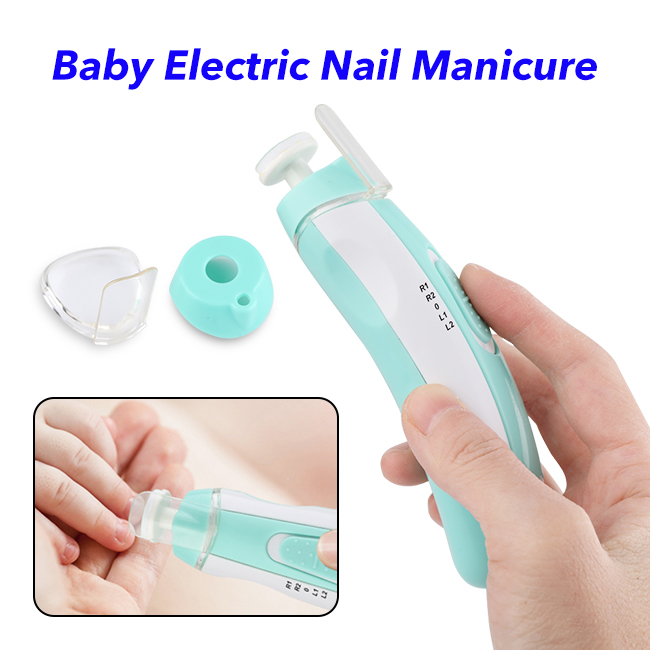 Safety Baby Electric Nail File Trim Polish Grooming Kit for Infant Toddler Kids Baby Electric Nail Manicure(Blue)