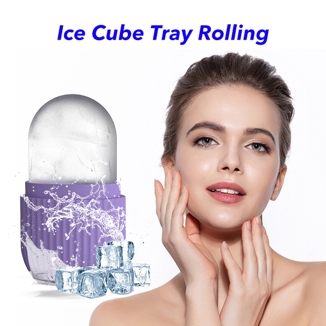 Ice Roller For Face Icing Tool Food-Grade Leak-Proof Silicone Reusable Face Massage Cube Ice Mold Holder (purple)
