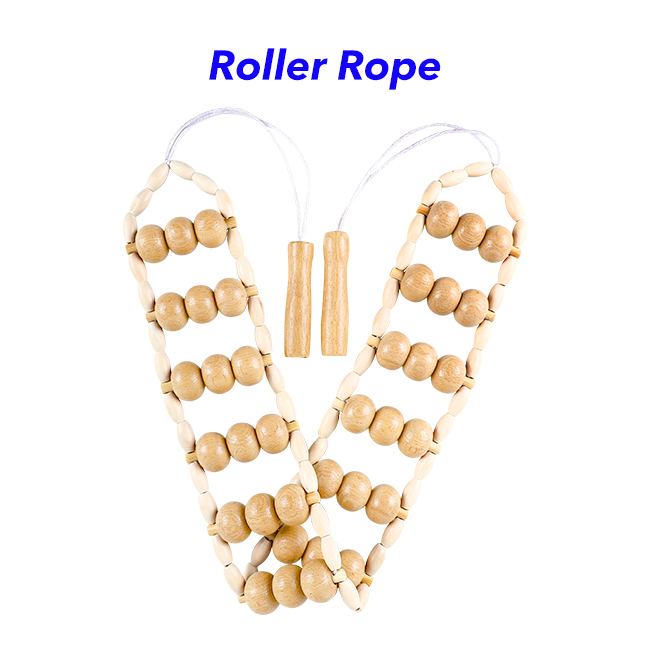 Portable Handmade Wood Therapy Tool Handheld 100% Nature Wood Roller Rope Work On The Body Wooden Massage Roller