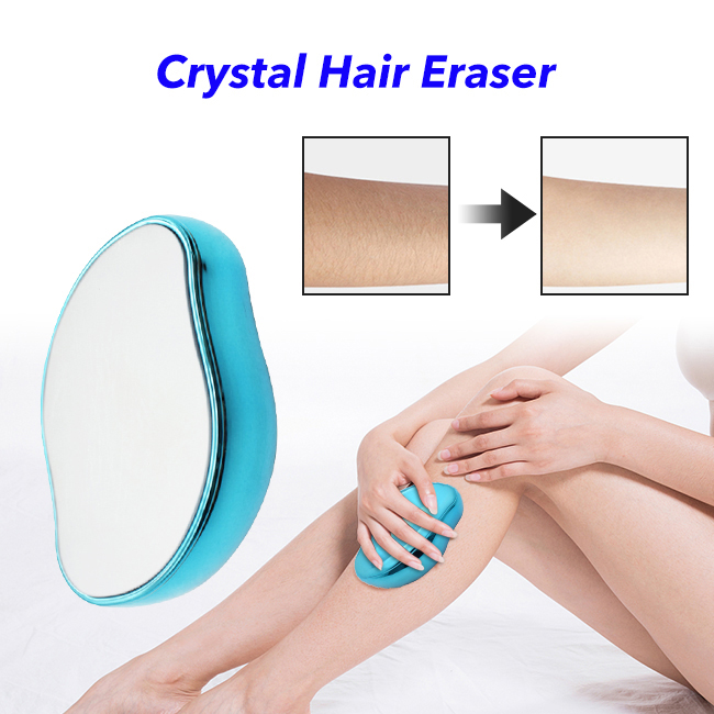 Painless Magic Crystal Glass Hair Remover Crystal Hair Remover for Women and Men(Cyan)