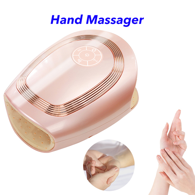 Electric Heat and Air Compression Hand Massager Cordless Hand Finger Massage Machine for Arthritis and Finger Numbness Pain Relief (Pink)
