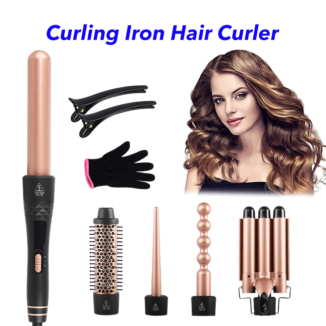 5 in 1 Professional Curling Wand Set One Step 3 Barrel Curling Iron Wand Fast Heating LED Hair Curler