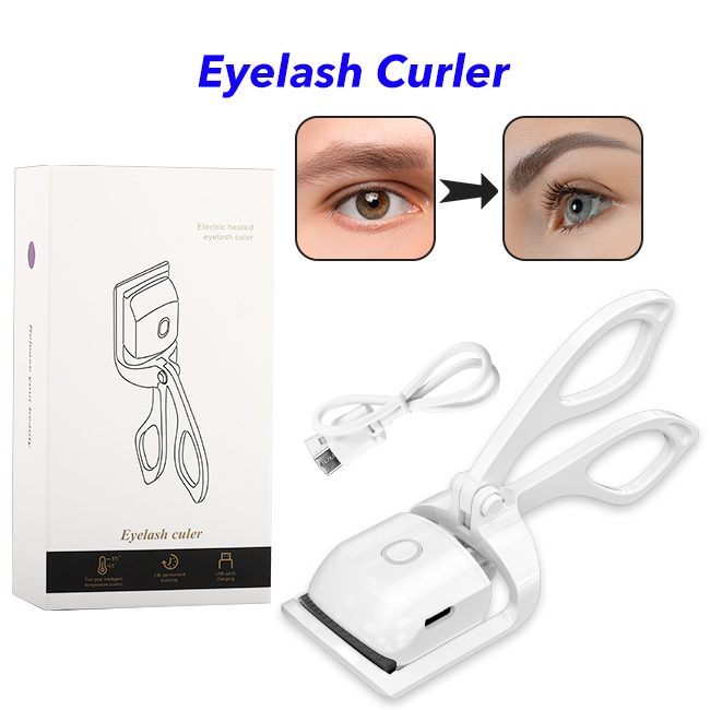 Long Lasting Natural Lashes Electric Lash Curler Heated Eyelash Curler(White)