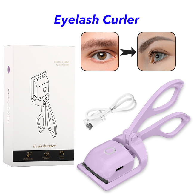 Long Lasting Natural Lashes Electric Lash Curler Heated Eyelash Curler(Purple)