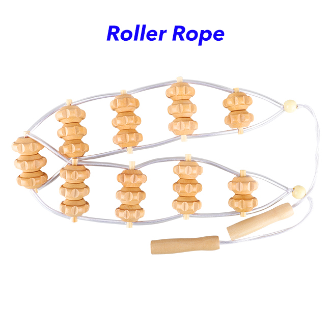 Portable Rolling Lymphatic Drainage Maderotherpia Kit Wood Back Massager Roller Rope Wood Massage Tools