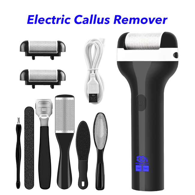 Electric Foot Scrubber with Stainless Steel Roller Head Callus Remover Foot File for Feet Cracked Heels and Dead Skin