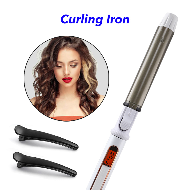 LED Display Hair Curler Professional Instant Heating Hair Iron Curler Portable Electric Curling Iron
