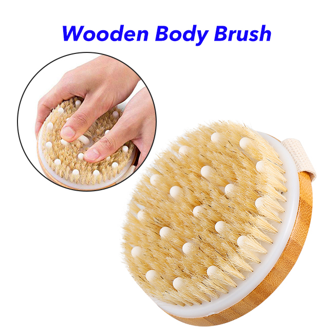 Eco Friendly Natural Bamboo Wood Wet and Dry Body Exfoliator Bath Shower Brush Dry Dead Skin Exfoliating Bath Brushes