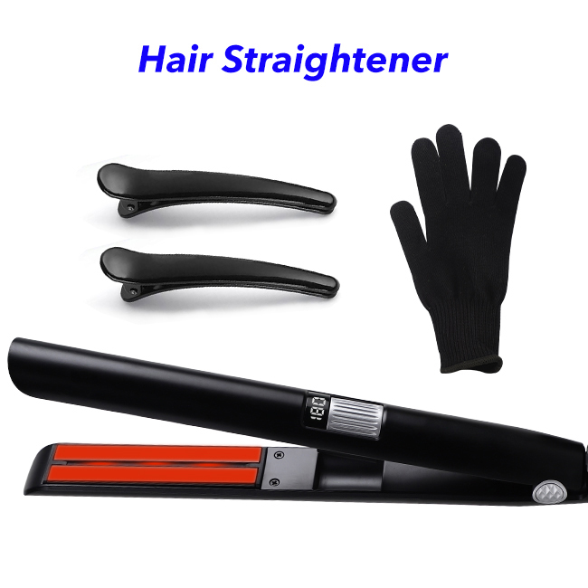LCD Display PTC Heating Hair Straightener 2 in 1 Flat Iron Professional Far Infrared Hair Straightener