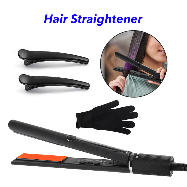2 in 1 PTC Fast Heating Hair Straightener LED Flat Iron 1 Inch 3D Floating Plate Professional Hair Straightener