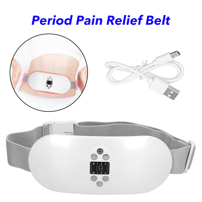 Portable Women Heating Pain Relief Device Period Pain Relief Device Massage Belly(White)