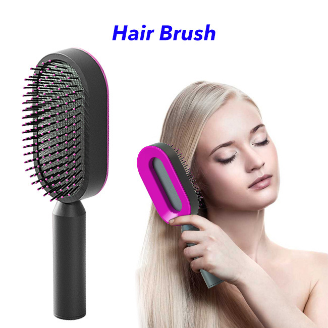 3D Anti-Static Air Cushion Massager Brush Airbag Comb Self Cleaning Detangling Hairdressing Brush for Women(rose)
