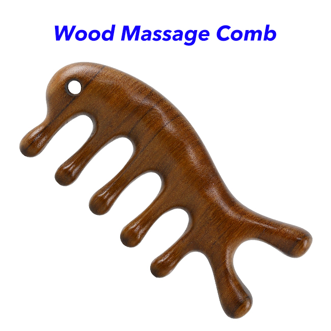 Natural Golden Sandalwood Wood Wide Tooth Hair Comb Head Scalp Massage Wooden Comb 