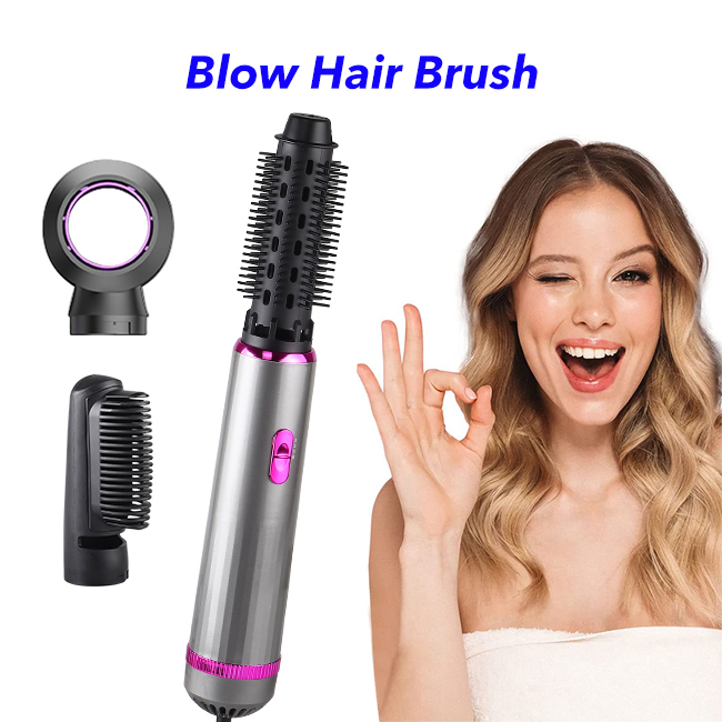 3 in 1 Hot Air Comb Brush Hair Straightener Volumizer Hair Curler Hair Dryer(Grey)