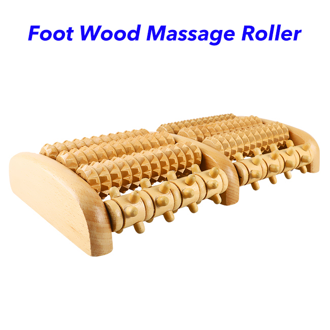 Dual Foot Massage Handmade Wood Beads Relieve Foot Pain Deep Tissue Acupressure Wooden Foot Massager Roller