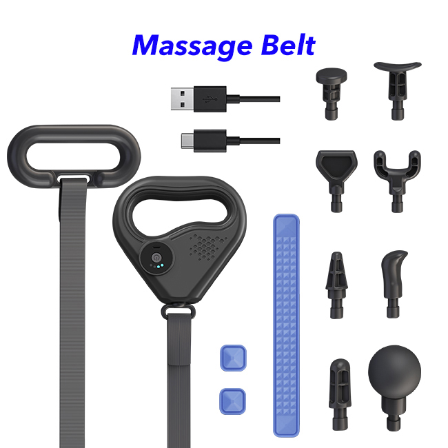 Deep Tissue Percussion Vibration Massage Belt Slimming Vibration Massage Gun with Belt（Black）