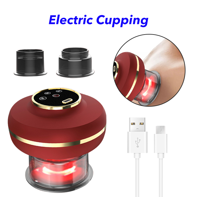 Vacuum Cupping Therapy Machine Electric Silicone Suction Cupping Therapy Massage(Red)