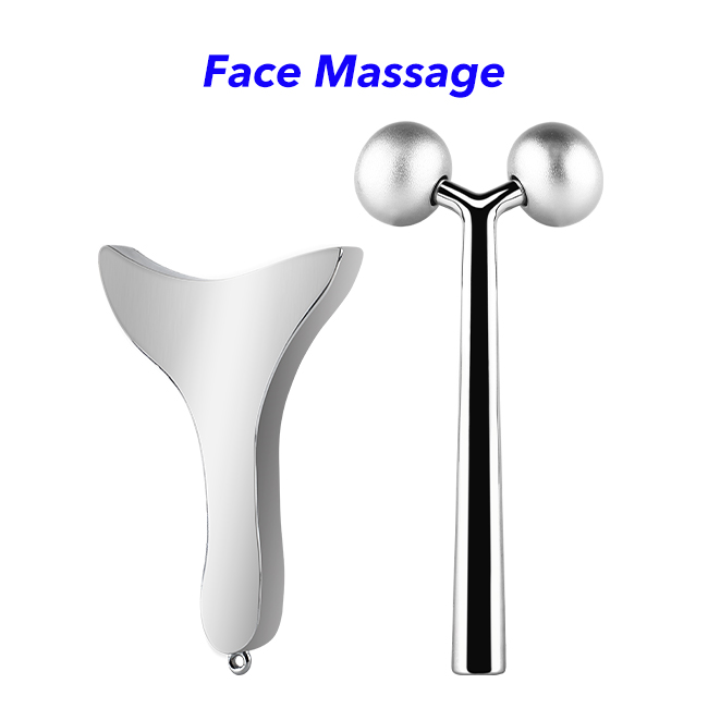 Cool Sensation Zinc Alloy Face Roller Skin Facial Massage Roller Metal Gua Sha Tools