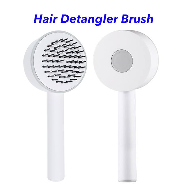 Self Cleaning Hair Brush Wet or Dry Detangling Brushes for Men and Women 3D Air Cushion Massager Hair Comb (White)