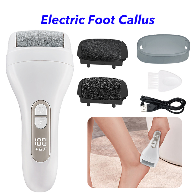 Foot Scrubber Electric Callus Remover Shaver Pedicure Tools Set Foot File for Feet (Silver)