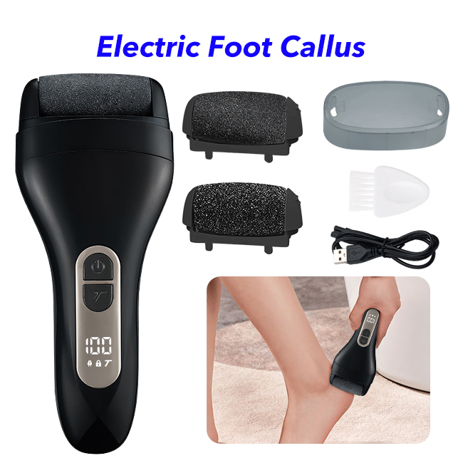 Foot Scrubber Electric Callus Remover Shaver Pedicure Tools Set Foot File for Feet (Black)