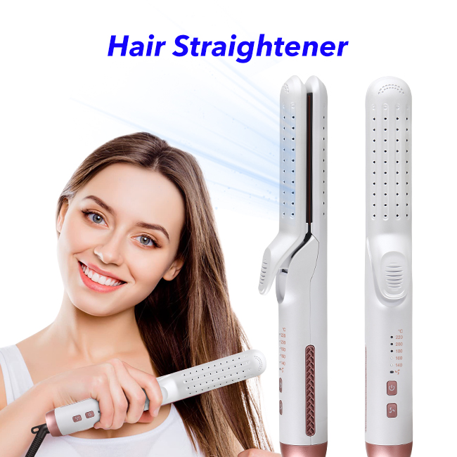 2 In 1 Hair Straightener and Curler Flat Iron Air Flow Hair Straightener with Cooling Function(White)