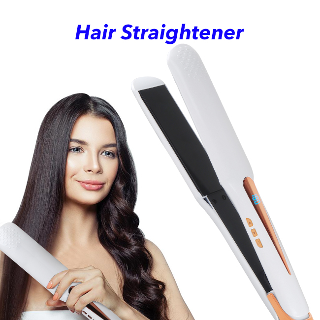 Professional Salon Fast Heating Ceramic Wide Panel Flat Iron Hair Straightener (white)