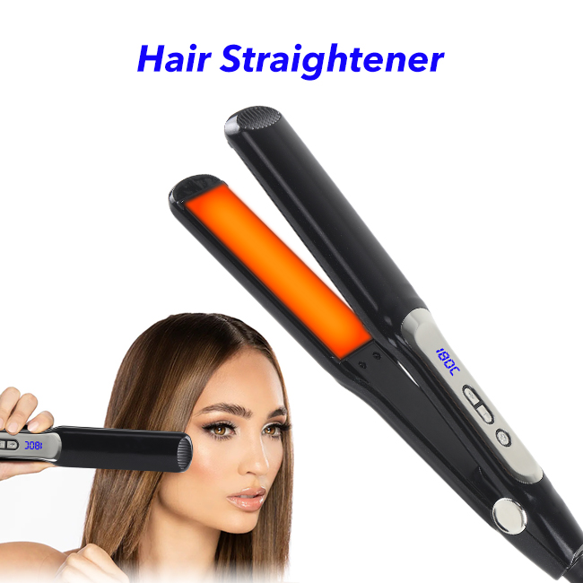 Fast Heating 2 in 1 Hair Curling Iron Professional Flat Iron Hair Straightener(Black)