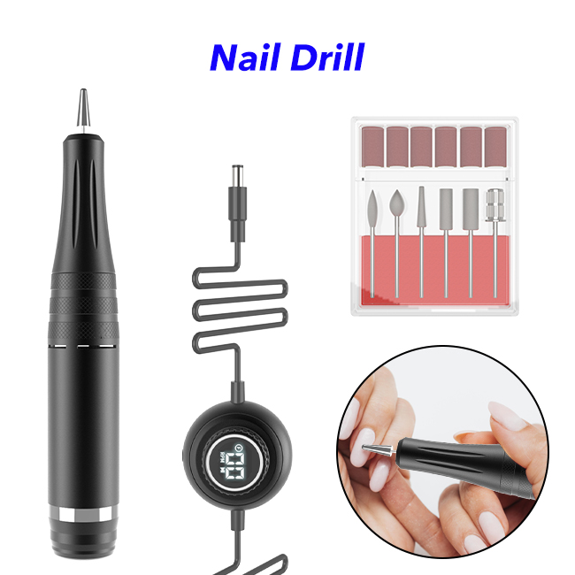 Nail Salon Tool Professional Electric Portable Nail Drill(Black)