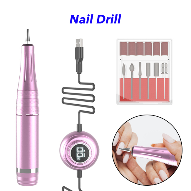Nail Salon Tool Professional Electric Portable Nail Drill(Pink)