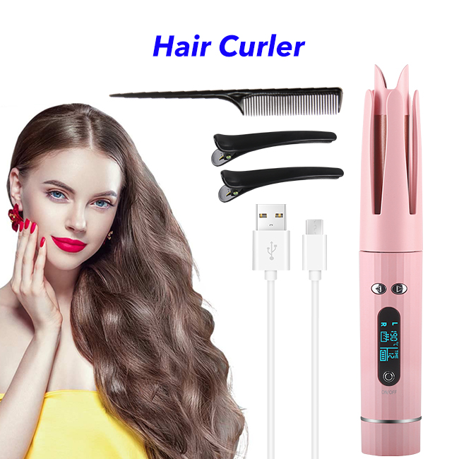 New Arrival Portable Rechargeable Wireless Automatic Rotating Hair Curer for Women