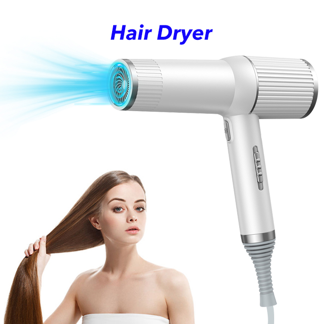 New Design T Shape High Speed 1300w Blow Dryer One-Touch Cooling Hair Dryer With Diffuser(White)