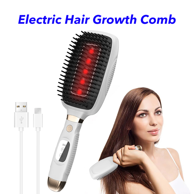 Professional Laser Hair Growth Electric Scalp Massager Brush for Home Use (White)