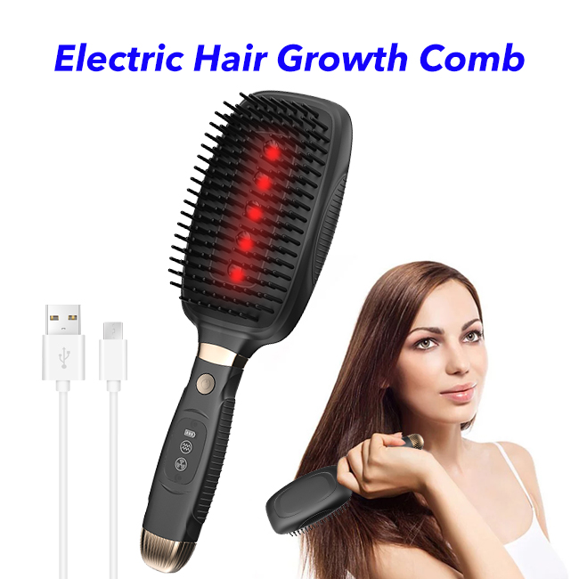 Professional Laser Hair Growth Electric Scalp Massager Brush for Home Use (Black)