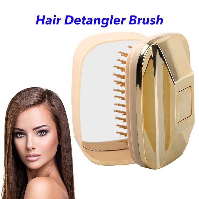 Portable Women Mini Air Cushion Massager Brush Airbag Comb Wet And Dry Detangling Brushes With Mirror Set (Glod)