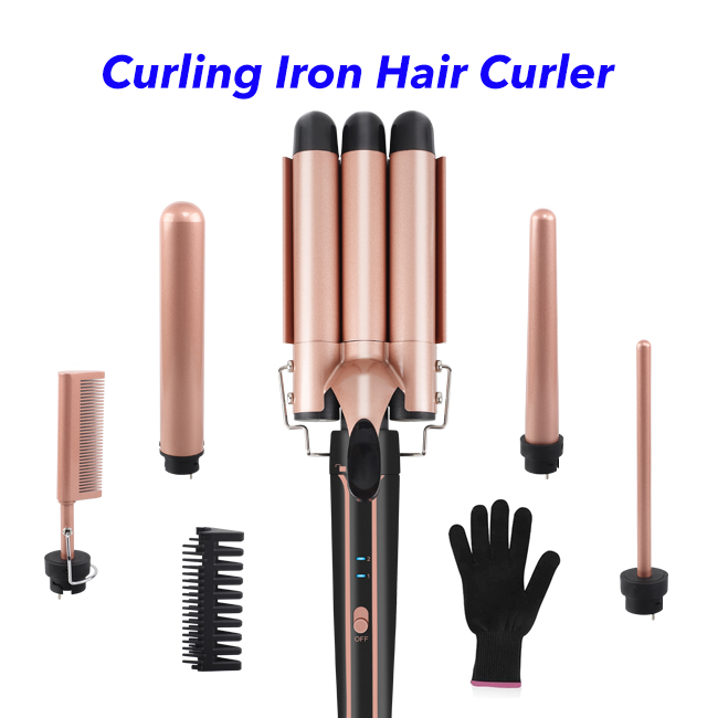New Arrival 5 In 1 Curling Iron Hair Straightener And Curler Fast Heating Barrel Curling Wand With Hot Comb(B)