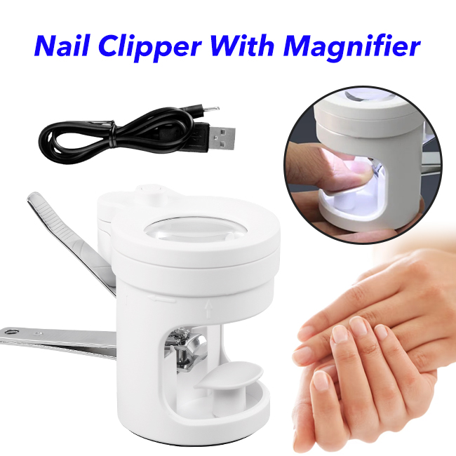 Professional Nail Scissors Nail Care Nail Clipper Cutters with LED Lights and Magnifier for Finger Pedicure
