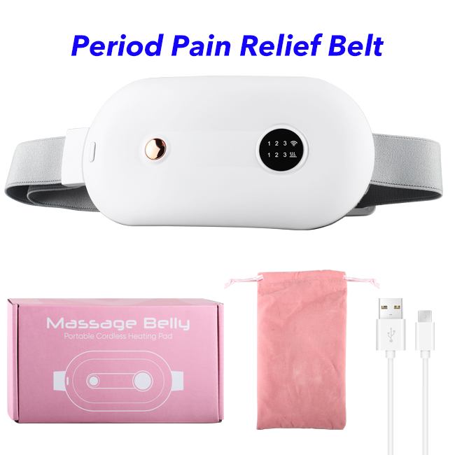 Women Period Cramp Massage Menstrual Heating Pad Massager Belly Massage Machine(White)