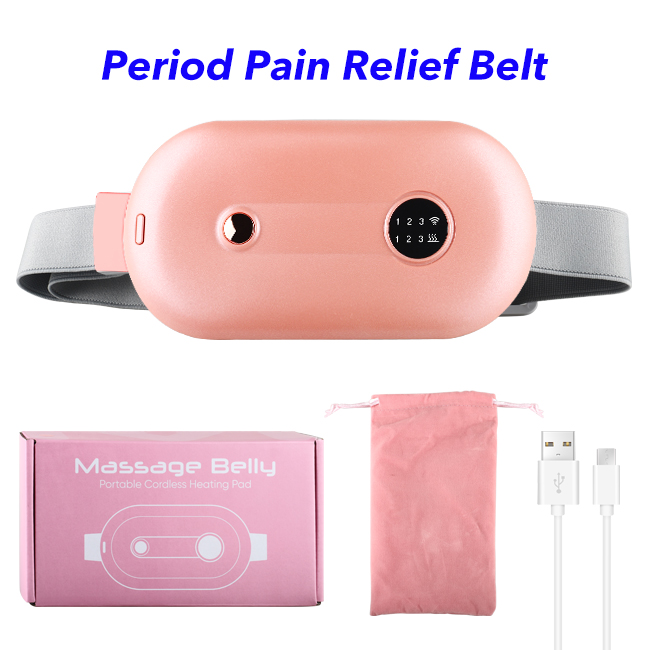 Women Period Cramp Massage Menstrual Heating Pad Massager Belly Massage Machine(Pink)