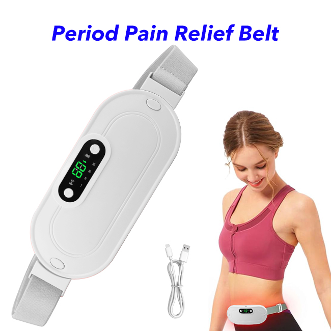 Smart Portable Menstrual Cramp Period Pain Relief Heating Massage Belt for Women (White)