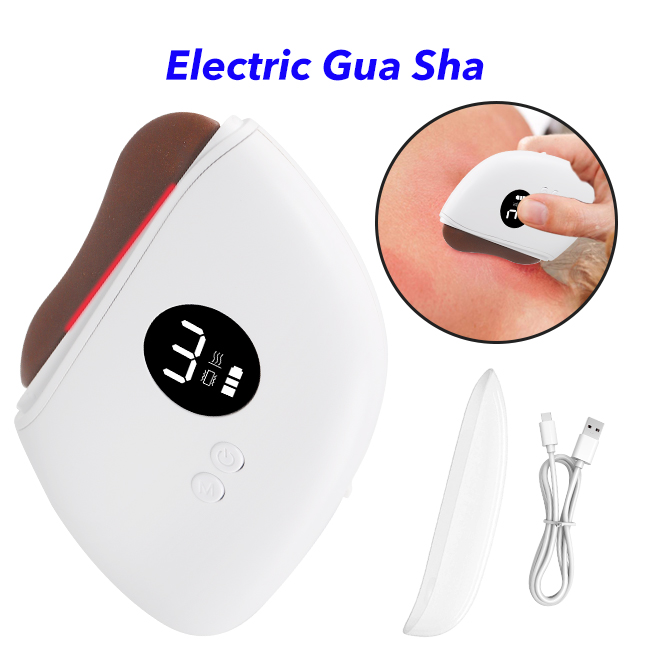 Portable USB Charging Heating Facial Beauty Scraping Instrument Electric Scraping Face Massager Electric Gua Sha Tool