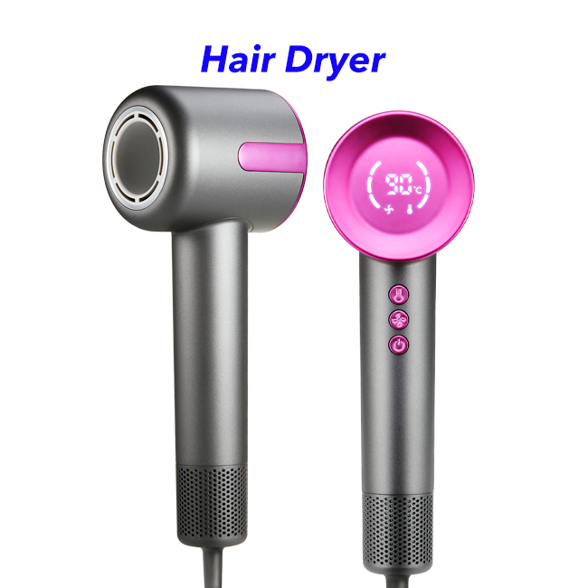 High Speed Hair Dryer Negative Ion Professional 110000Rpm Low Noise Household Blow Dryer (Gray)