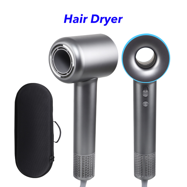 110000 RPM High-Speed Brushless Motor Negative Ionic Blow Dryer Hair Dryer with 3 Nozzles and 1 Diffuser (Grey)