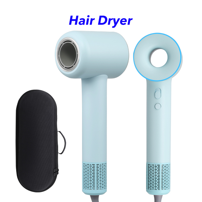 110000 RPM High-Speed Brushless Motor Negative Ionic Blow Dryer Hair Dryer with 3 Nozzles and 1 Diffuser (Blue)